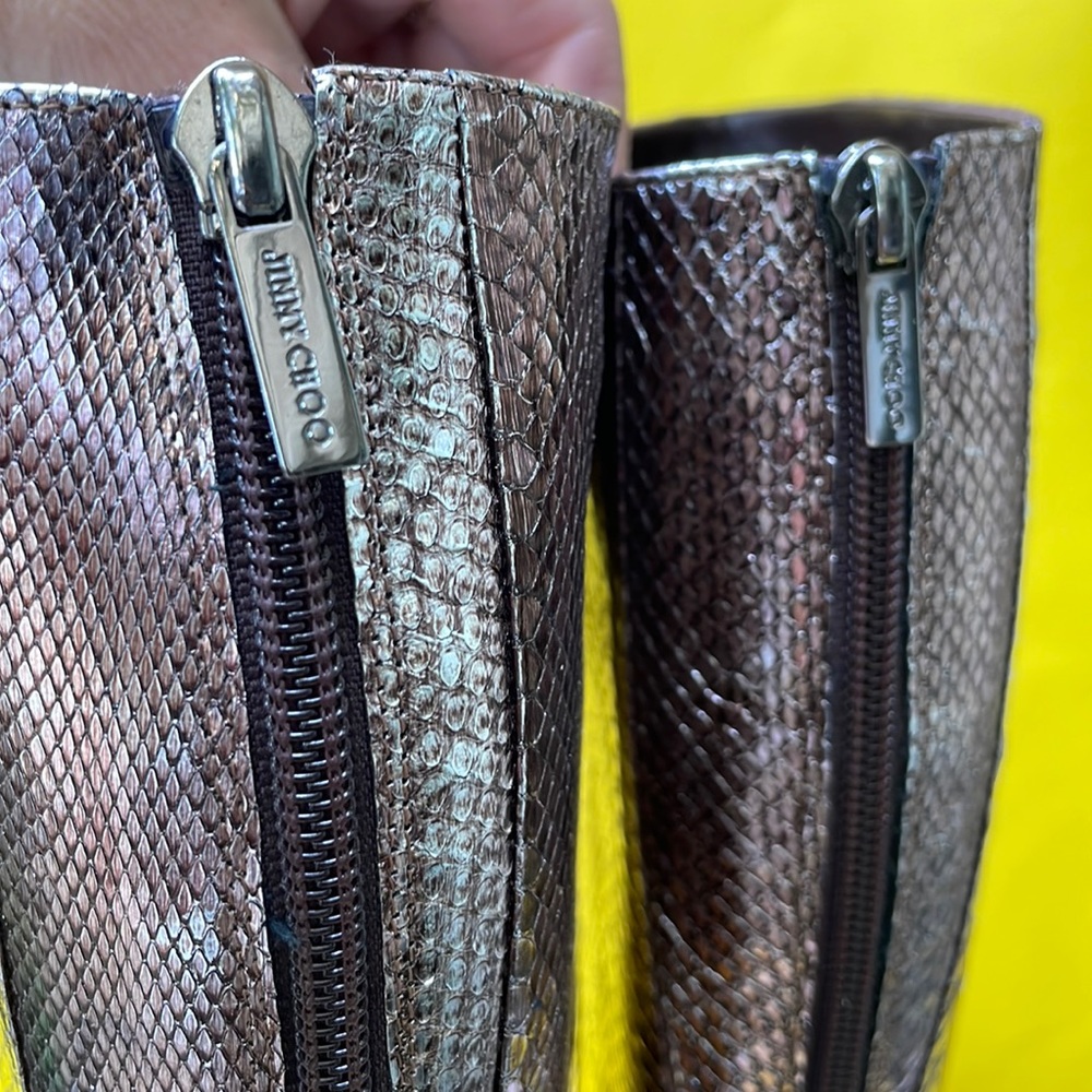Bronze Jimmy Choo watersnake skin/leather boots in original box - Picture 9 of 16